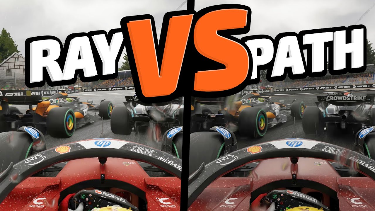 F1 25 Path Tracing vs Ray Tracing Gameplay